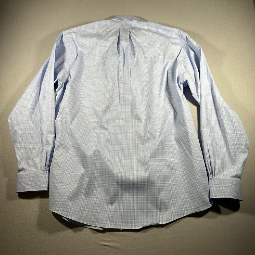 Mens XL Brooks Brothers Regent Blue Plaid Non Iron Dress Shirt 17 36 - Picture 6 of 9
